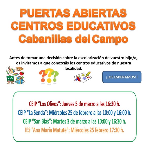 Agenda semanal de actividades socioculturales en Cabanillas del Campo del 23 de febrero al 1 de marzo