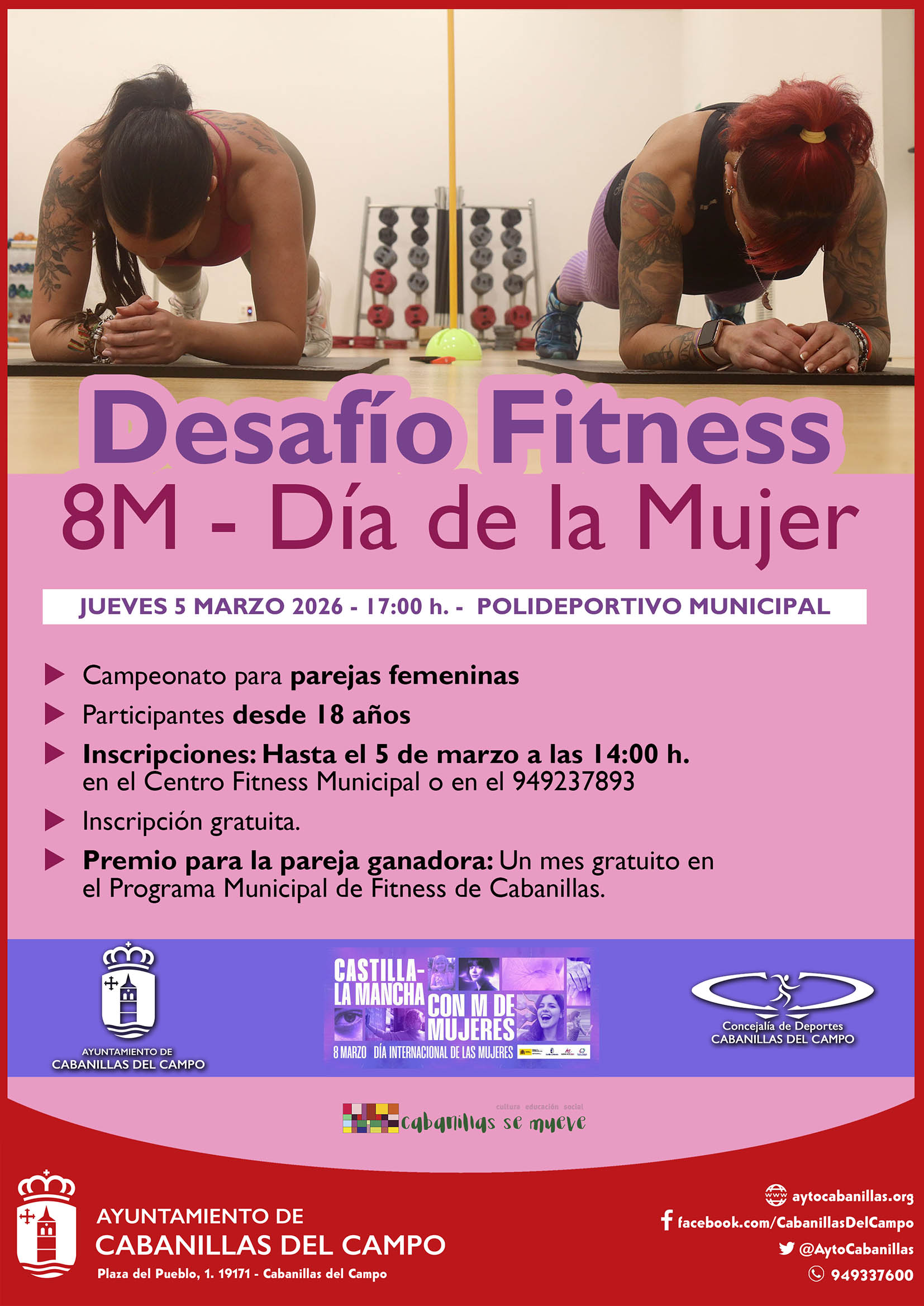 El Ayuntamiento de Cabanillas del Campo organiza el Desafío Fitness 8M para Mujeres