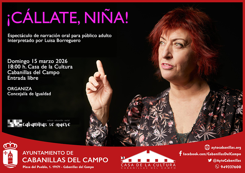 Cabanillas del Campo acoge el espectáculo de teatro oral «¡Cállate, niña!»