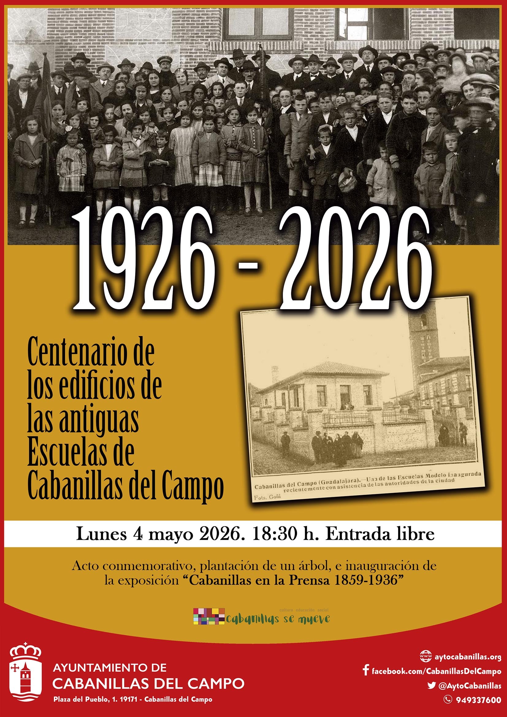 Cabanillas del Campo celebra el centenario de las antiguas escuelas con un acto público