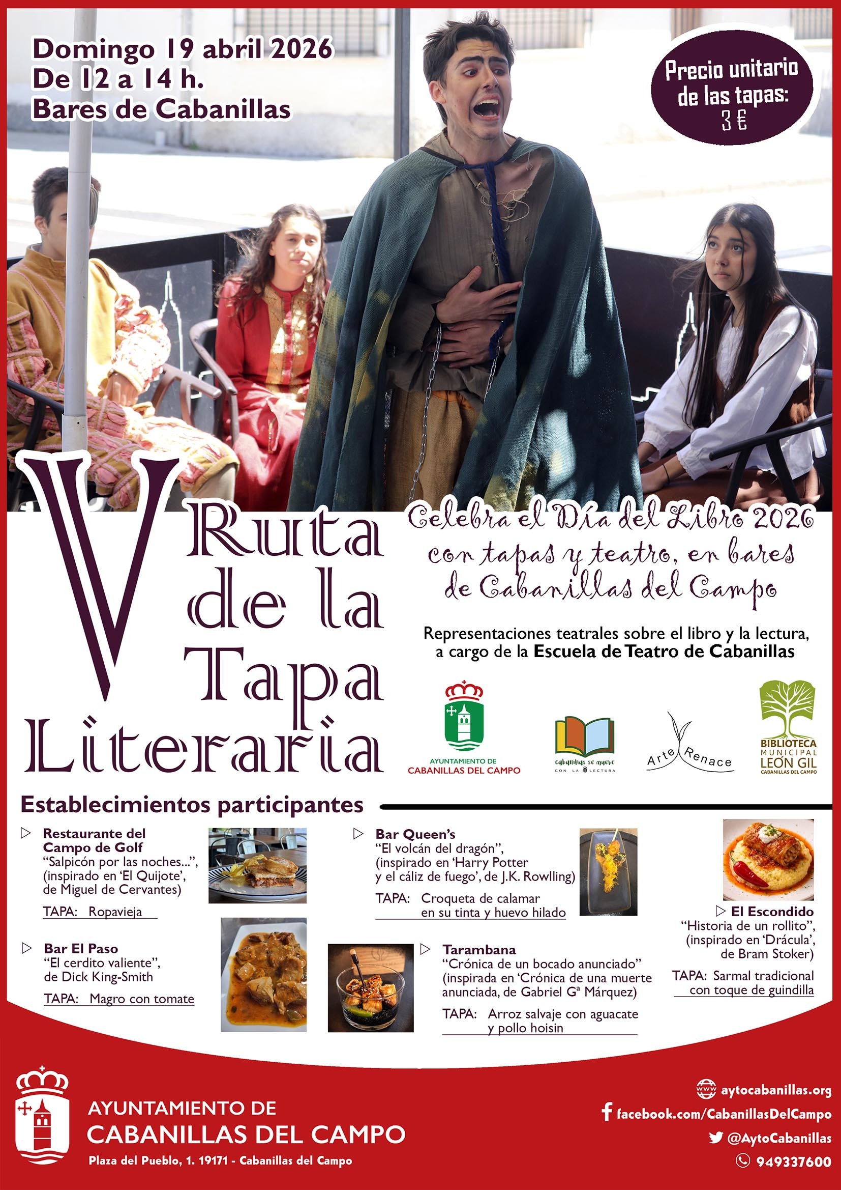 V Ruta de la Tapa Literaria en Cabanillas del Campo, domingo 19 de abril