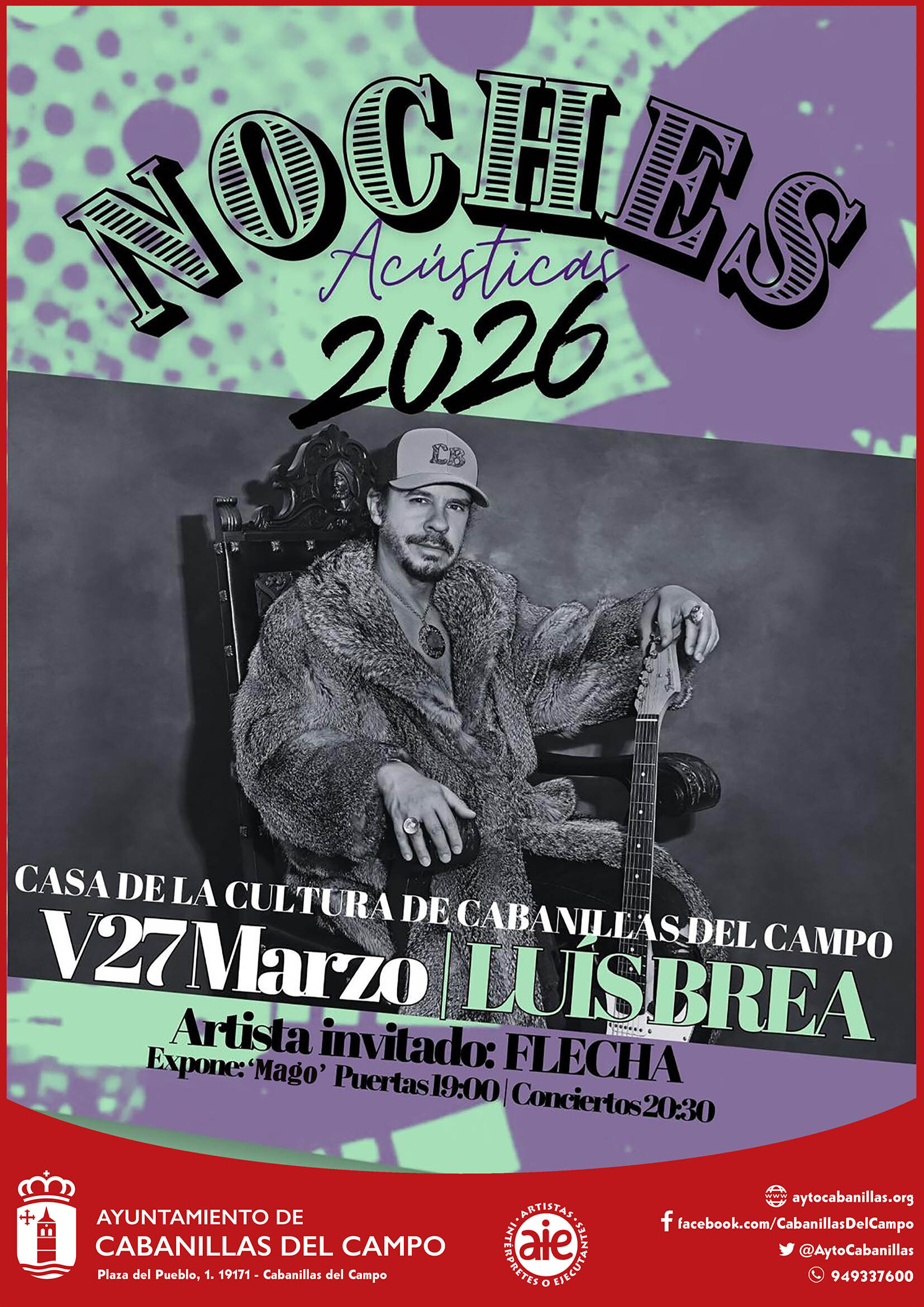 Luis Brea protagoniza las Noches Acústicas de Cabanillas 2026 en la Casa de la Cultura