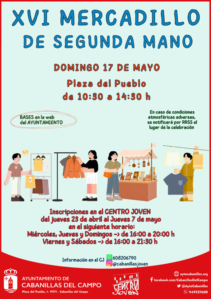 Cabanillas del Campo celebra su XVI Mercadillo de Segunda Mano el 17 de mayo